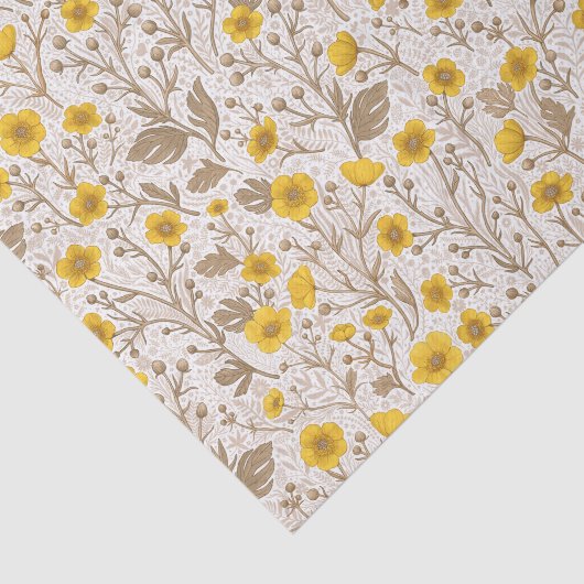 Buttercups, geel en bruin tissuepapier (Detail)