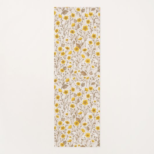 Buttercups, geel en bruin yogamat (Voorkant)