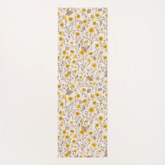 Buttercups, geel en bruin yogamat (Achterkant)