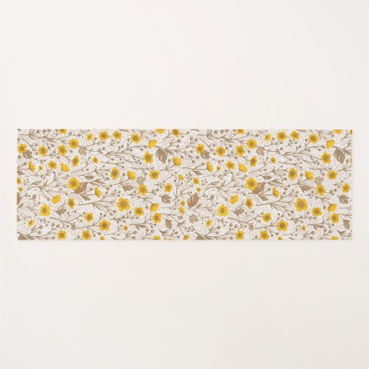 Buttercups, geel en bruin yogamat (Voorkant (horizontaal))