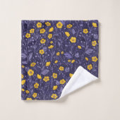 Buttercups, geel en violet bad handdoek (Wasdoekje)