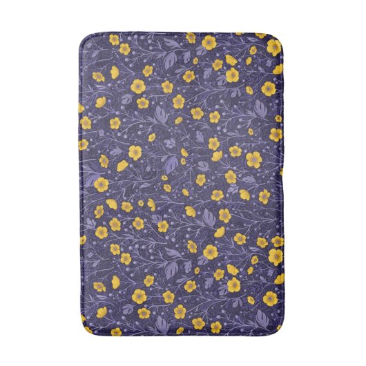 Buttercups, geel en violet badmat (Voorkant Verticaal)