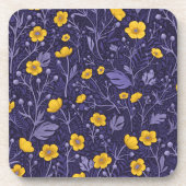 Buttercups, geel en violet bier onderzetter (Voorkant)