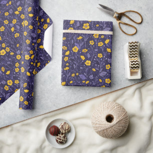 Buttercups, geel en violet cadeaupapier