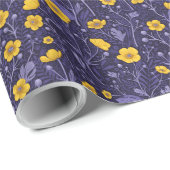 Buttercups, geel en violet cadeaupapier (Rol Hoek)