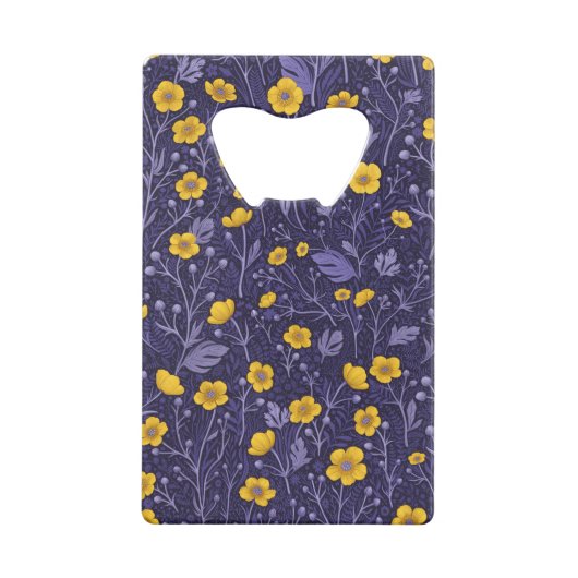 Buttercups, geel en violet creditkaart flessenopener (Achterkant)