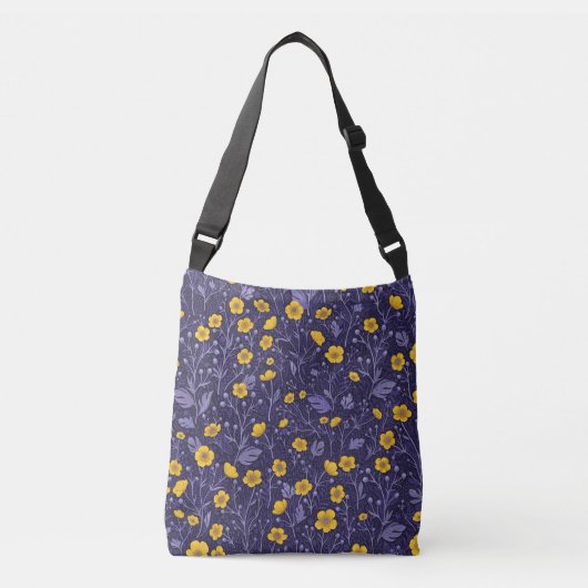Buttercups, geel en violet crossbody tas (Voorkant)