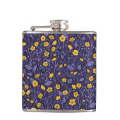 Buttercups, geel en violet heupfles (Voorkant)