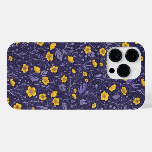 Buttercups, geel en violet iPhone hoesje (Achterkant horizontaal)