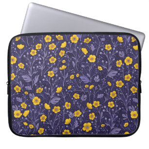 Buttercups, geel en violet laptop sleeve