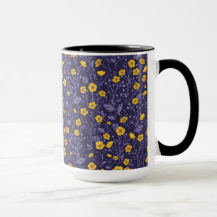 Buttercups, geel en violet mok
