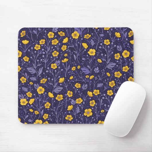 Buttercups, geel en violet muismat (Met muis)