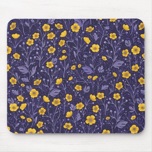 Buttercups, geel en violet muismat (Voorkant)