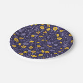 Buttercups, geel en violet papieren bordje (Gekanteld)