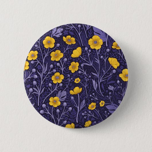 Buttercups, geel en violet ronde button 5,7 cm (Voorkant)