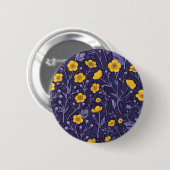 Buttercups, geel en violet ronde button 5,7 cm (Voorkant /achterkant)
