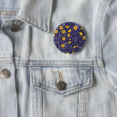 Buttercups, geel en violet ronde button 5,7 cm (In situ)