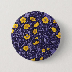 Buttercups, geel en violet ronde button 5,7 cm