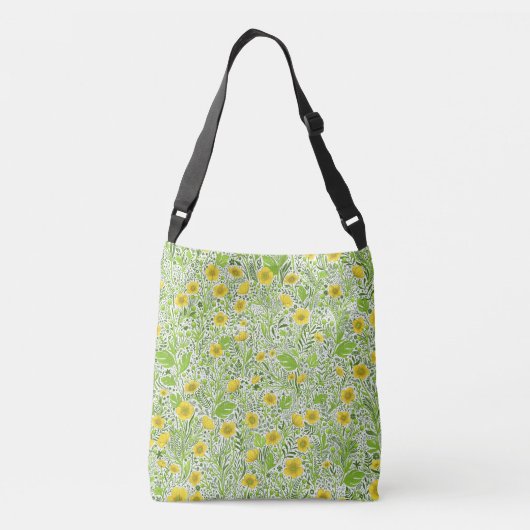 Buttercups op wit crossbody tas (Achterkant)