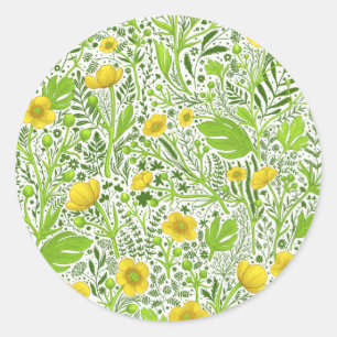 Buttercups op wit ronde sticker