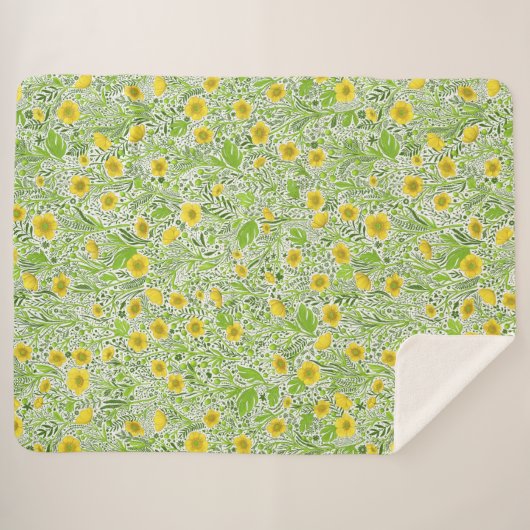 Buttercups op wit sherpa deken (Voorkant (horizontaal))