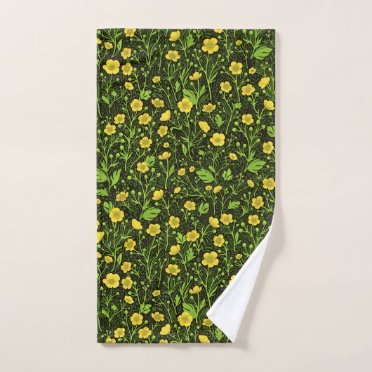 Buttercups op zwart bad handdoek (Handdoek)