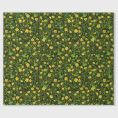 Buttercups op zwart cadeaupapier (Vlak)