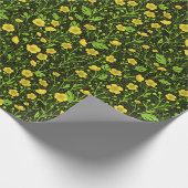 Buttercups op zwart cadeaupapier (Hoek)