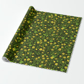 Buttercups op zwart cadeaupapier (Uitgerold)
