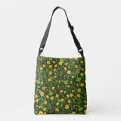 Buttercups op zwart crossbody tas (Achterkant)
