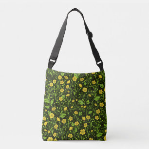 Buttercups op zwart crossbody tas