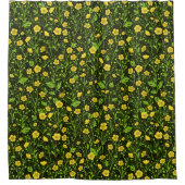 Buttercups op zwart douchegordijn (Voorkant)