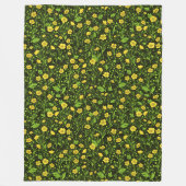 Buttercups op zwart fleece deken (Voorkant)