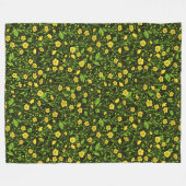 Buttercups op zwart fleece deken (Voorkant (Horizontaal))