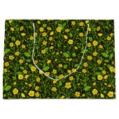 Buttercups op zwart groot cadeauzakje (Voorkant)