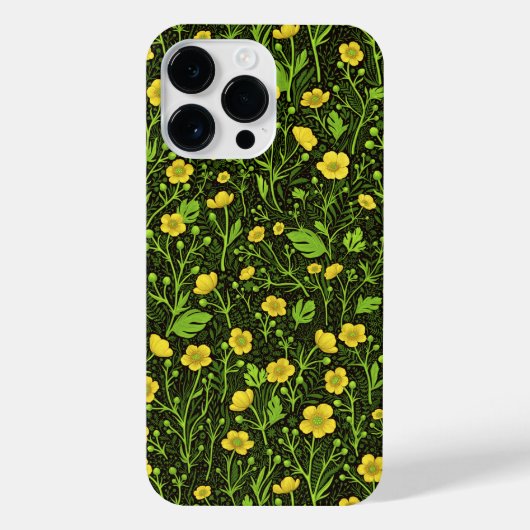 Buttercups op zwart iPhone hoesje (Achterkant)