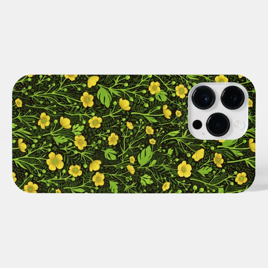 Buttercups op zwart iPhone hoesje (Achterkant horizontaal)