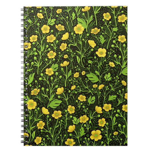 Buttercups op zwart notitieboek (Voorkant)