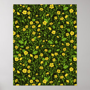 Buttercups op zwart poster