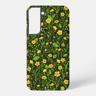 Buttercups op zwart samsung galaxy hoesje