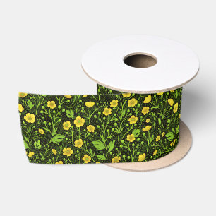 Buttercups op zwart satijnen lint