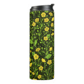 Buttercups op zwart thermosbeker (Gedraaid links)