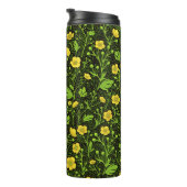 Buttercups op zwart thermosbeker (Geroteerd rechts)