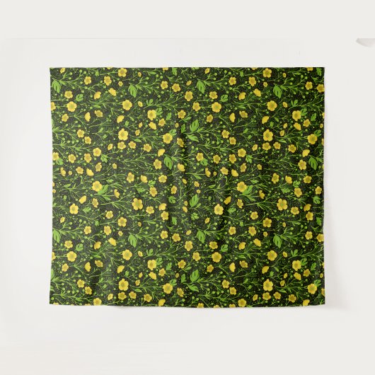 Buttercups op zwart wandkleed (Voorkant (horizontaal))