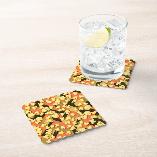 Buttered Popcorn Camouflage Art Coaster Set Kartonnen Onderzetters (Insitu)