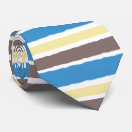 Buttered Popcorn Coffee Brown Sonic Blue Stripes Stropdas (Opgerold)