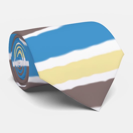 Buttered Popcorn Coffee Brown Sonic Blue Stripes Stropdas (Opgerold)