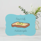 Buttered Toast Casual Fun Bridal Shower Invitation Kaart (Staand voorkant)
