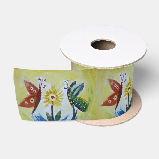 ButterfCustom 3 in breed satijnen lint, 2 yard spo Lint (Spoel)