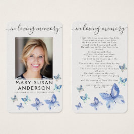 Butterfiles Photo Funeral Memorial Prayer Kaart